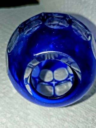 Vintage Cobalt Blue Cut to Clear Bohemian Crystal Cut Decorative Egg STUNNING 3