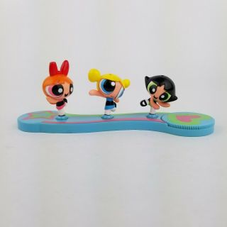 2001 Cartoon Network Powerpuff Girls Figures Posing Spinning Toy Platform Rare