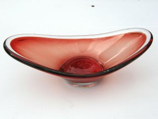 Vintage Red Murano Art Glass Gondola Style Ash Tray Bowl Dish