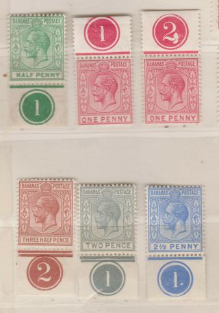 Bahamas 1921 To 1s,  All Marginal With Plate Nos.