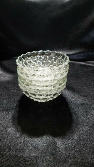 Vintage Anchor Hocking Clear Bubble Glass Berry Bowls,  Set of 6 (1934 - 65) 3