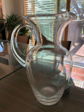 Water Pitcher Carafe Clear Glass Hand Blown From Vermont Glass Workshop