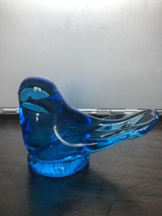 Leo Ward Signed Bluebird Of Happiness Glass Bird Paperweight Figurine 1986