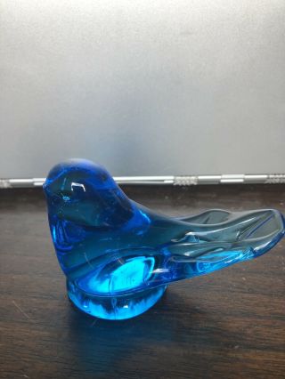 LEO WARD Signed Bluebird of Happiness Glass Bird Paperweight Figurine 1986 2