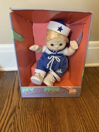 1985 Mattel My Child Doll Blonde Brown Eyes Sailor Boy Rare Nos