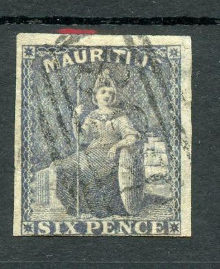 Mauritius 1859 - 61 6d Dull Purple - Slate Sg33 Fu