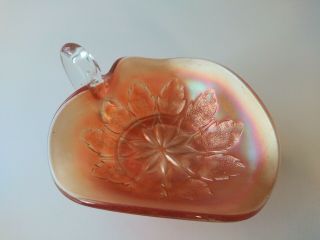 Antique Dougan Carnival Glass Candy Dish Marigold Peach