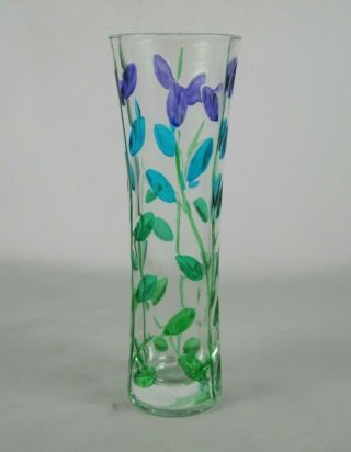 Murano Cc Zecchin Glass Vase 7.  5 " Venetian Italy Crystal Hand Painted Leaves
