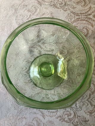 Vintage Green Depression Glass covered footed candy dish. 2