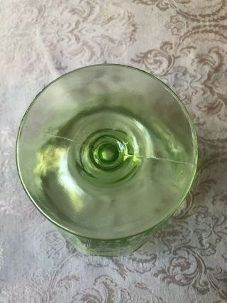 Vintage Green Depression Glass covered footed candy dish. 3