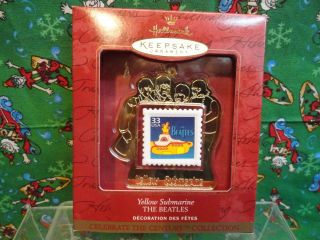 The Beatles 1999 Yellow Submarine Hallmark Keepsake Ornament Postage Stamp Nib