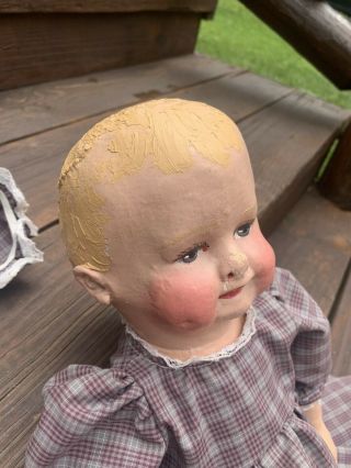 Rare Antique treated cloth Martha CHASE labeled hospital baby doll Pawtucket RI 2