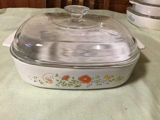 Corning Ware Wildflower 10x10x2 " Square Casserole A - 10 - B With Dome Lid