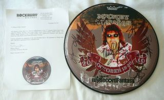 Mickey Thomas Dwight Twilley & More Autographed Drum Head W/paper Starship