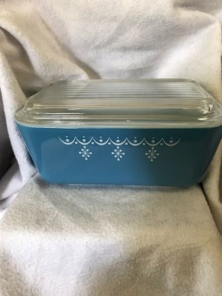 Vintage Pyrex 502 Blue Refrigerator Bowl With Lid