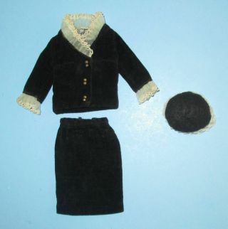 RARE Vintage 1960 ' s Barbie Japanese Market Exclusive Skirt for Black Velvet Suit 2