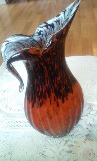 Murano Art Style Hand Blown Glass Pitcher/vase