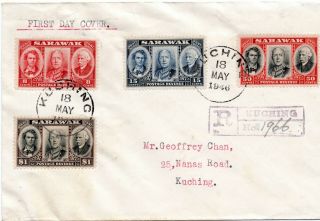 Sarawak 1946 - Registered First Day Cover From Kuching - Good Quality
