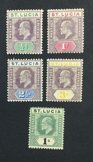 Momen: St Lucia Sg 58 - 62 1902 - 03 Og H £80 Lot 5298