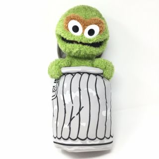 Rare Sesame Street Oscar The Grouch Stuffed Animal Plush Green Trash Can Lid