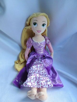 Disney Store Tangled Rapunzel Princess Plush Doll 20 " Purple Dress Bare Feet