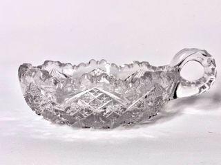 Vintage American Brilliant Cut Glass Nut & Candy Bowl With Handle Abp Crystal