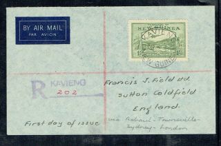 Guinea 1939 Cover Kavieng To Uk With 1/= Air Mail Stamp Fdc Regn No.  202