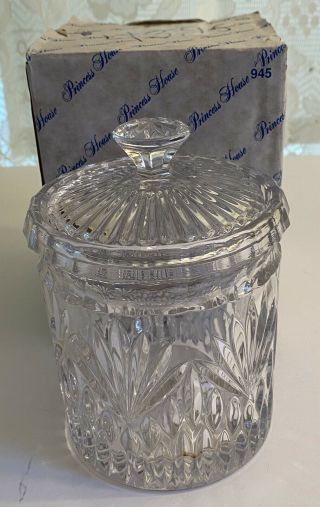 Princess House 945 Highlights 2 Pc.  Lead Crystal Jar,  Made In Germany Nib