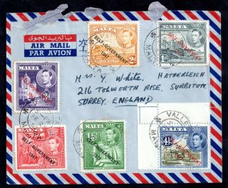 Malta 1953 Postal History Cover Self Government Airmail To Uk Ws18316