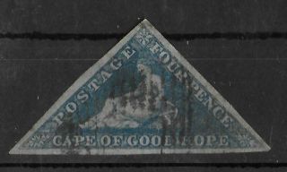 Cape Of Good Hope 1853 - 1864 Triangle 4d Blue On Blue Unchecked