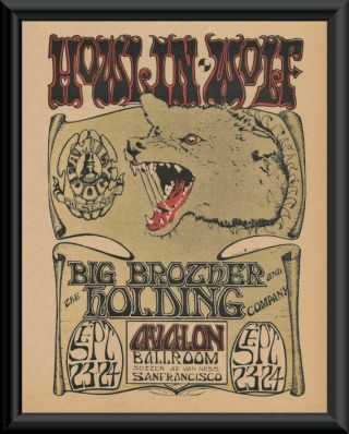 Howlin " Wolf & Janis Joplin Concert Poster Reprint On Old Paper 217