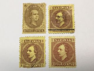 Old Stamps Sarawak X 4