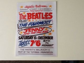 Signed Photo And Flier Of The Beatles At The Majestic Ballroom In Birkenhead