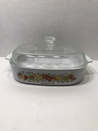 Vintage Corning Ware Le Romarin Spiceof Life A - 10 - B Casserole Dish And Glass Lid