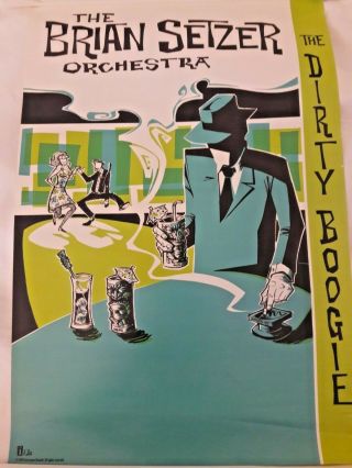 Rare Brian Setzer Orchestra - Dirty Boogie Promo Poster Stray Cats Lee Rocker