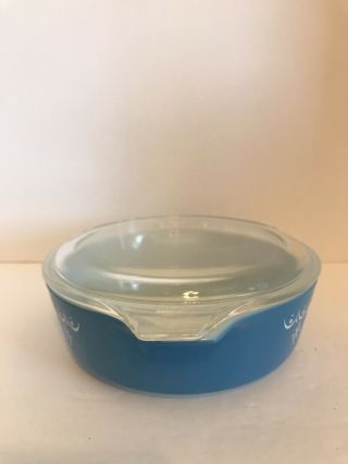 VINTAGE PYREX BLUE SNOWFLAKE GARLAND 1 PINT Casserole dish with lid 471 3