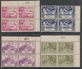 1949 Upu Trinidad & Tobago Blocks Of 4 With Sheet Numbers