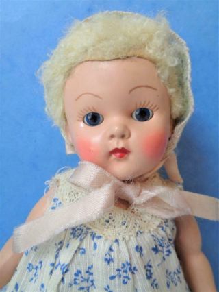 1950 - 53 Vogue Ginny Doll Poodle Cut Wig Blonde Strung Painted Eyelashes Wow