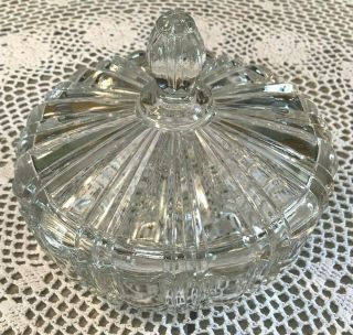 Vintage Anchor Hocking " Old Cafe " Clear Ribbed Glass Candy Dish W/lid