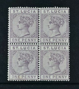 St.  Lucia,  Qv,  1891,  1d.  Dull Mauve Value,  Sg 44,  Block Of 4,  Um,  Cat £28.