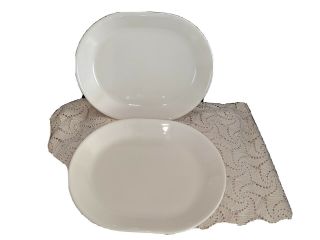 Set Of 2 Corelle Sandstone Beige Oval Serving Platters 12 - 1/4 " X 10 " By Corning