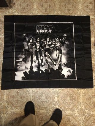 Vintage 1989 Rare Kiss Destroyer Poster Fabric Banner Tapestry Flag Rock Band