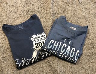 Vintage ‘11 & ‘12 Chicago Blues Festival T - Shirts.  Qty 2.