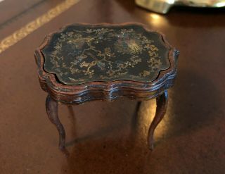 Rare Dennis Jenvey 1:12 Scale Side Table With Handpainted Tray - Signed Artisan