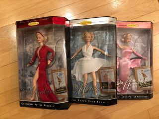 Marilyn Monroe Gentlemen Prefer Blondes & 7 Year Itch Set Of 3 1997 Barbie Doll
