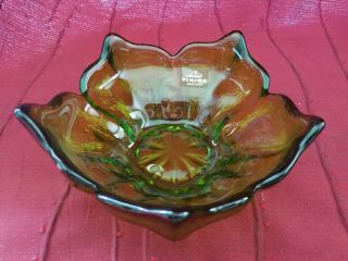Viking Glass Lotus Blossom Green Bowl Candy Dish 5 Petals