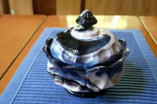 Vintage Westmoreland Purple White Swirl Slag Candy Dish With Top