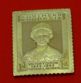 Gold plated Sterling Silver Stamp Ingot Southern Rhodesia 1947 Elizabeth 8.  2g 3