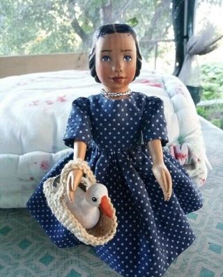Carved Wood Hitty Doll In Vintage Style 6.  5 (16.  5cm),  Her Goose.