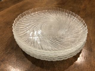 Set Of 5 Vintage Arcoroc Seabreeze 7.  5 " Swirl Glass Lunch Dessert Plates